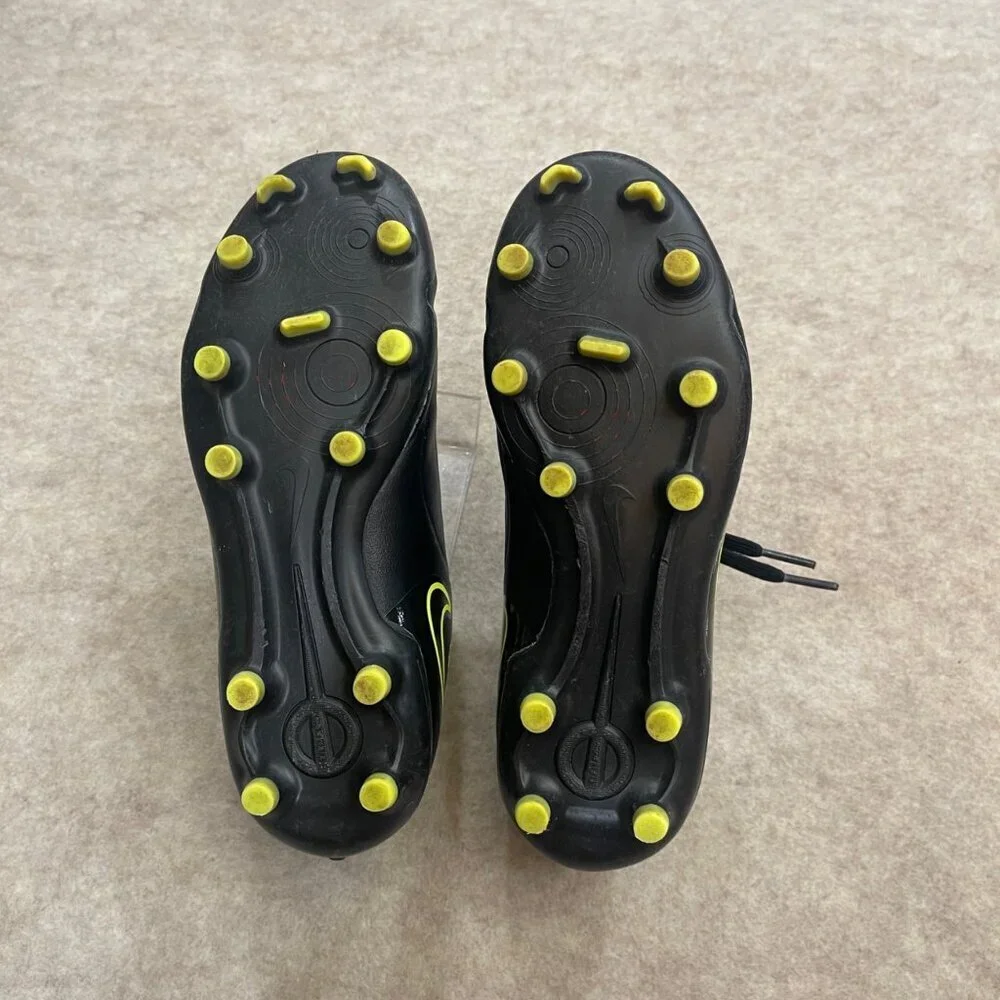 Nike Tiempo Legend Black Neon Yellow Soccer Cleats Unisex Kids size 3Y